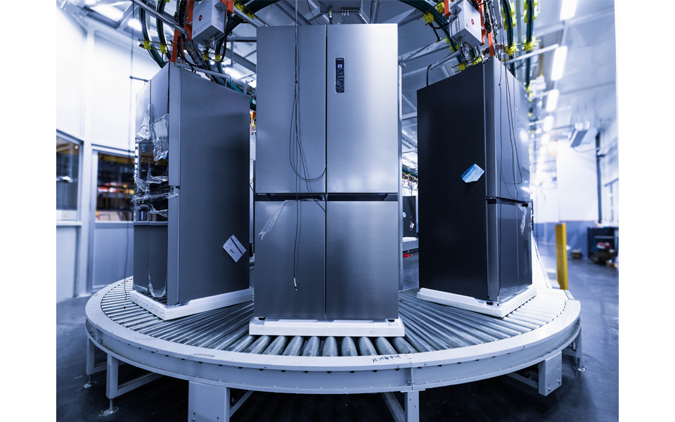 AMC modular conveyor line for automated appliance manufacturing and assembly